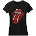 Rolling Stones Women's Distressed Tongue Girls Jr Black