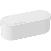 D-Line Cable Management Box, Power Strip Holder, Floor Outlet Hider, Desk Cord Organizer, Cover TV Wires, 12.75" (L) x 5" (W) x 4.5" (H), for use with Power Strips up to 10.5in Length - Small, White