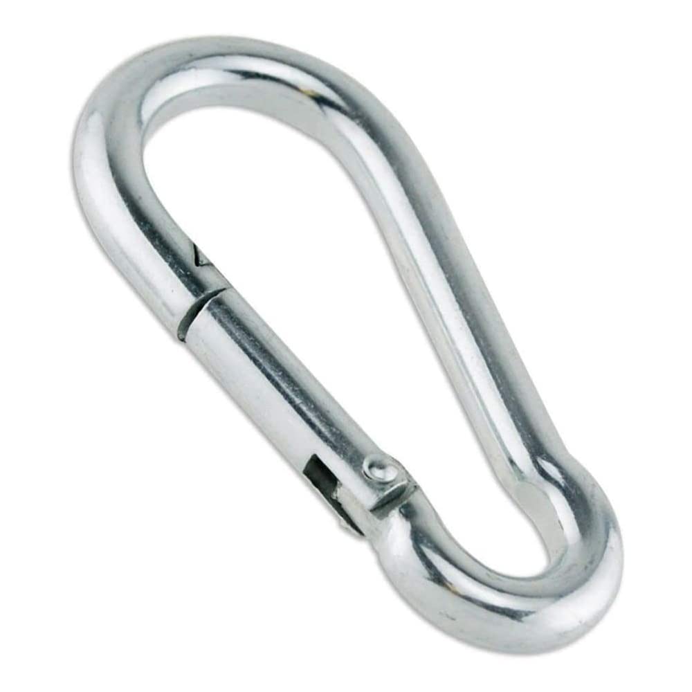 2 x Carabina Snap Hook Clips 8mm x 80mm Metal Galvanised Snap Hook Clip Rope Connector Small Snap Clamp Key Chain Link Buckle for Hammock Swing Set Outdoor Travel Camping Fishing Hiking.