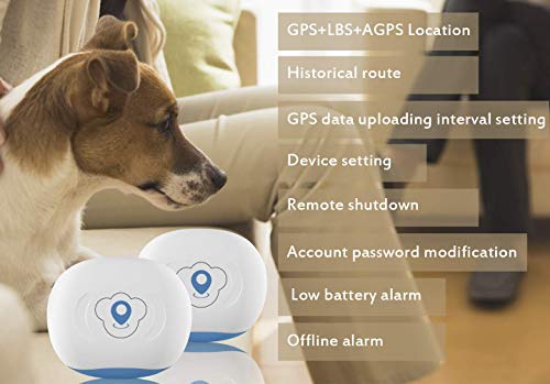 BARTUN Mini Pet Tracker GPS Locator for Dogs Cats 28lb Waterproof IP67 Real Time Activity Monitor AGPS LBS SMS Positioning Tracking Device with Collar Included SIM Card (Blue)