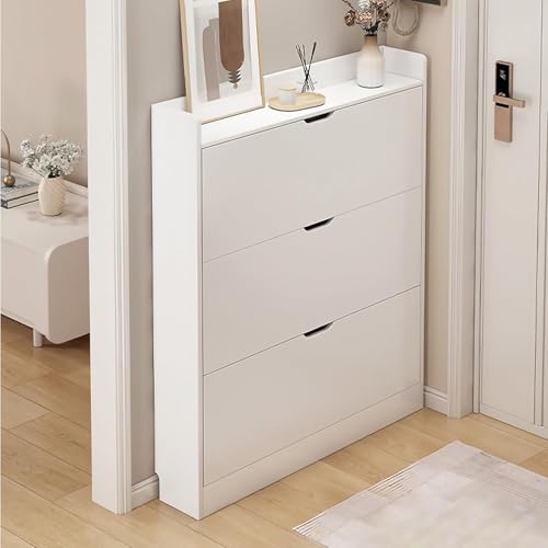 Beauenty Shoe Storage Cabinet, Shoe Storage Organizer, Narrow Shoe Cabinet with 3 Flip Drawers, Wooden Hidden Organizer for Entrywa, Modern Furniture, 100 * 17 * 120 (Wood 5)