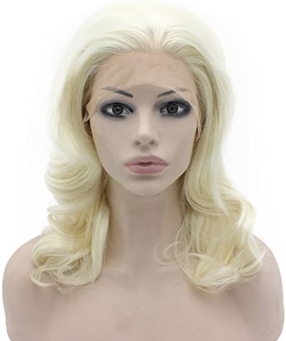 Iwona medium long stylish wig wavy silver white two tone wet wavy wig