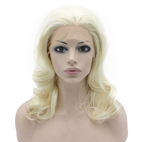 Iwona medium long stylish wig wavy silver white two tone wet wavy wig