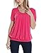 Timeson Women Shirts and Blouses Short Sleeve V Neck Pleated Front Tunic Top for Juniors X-Large Light Rose