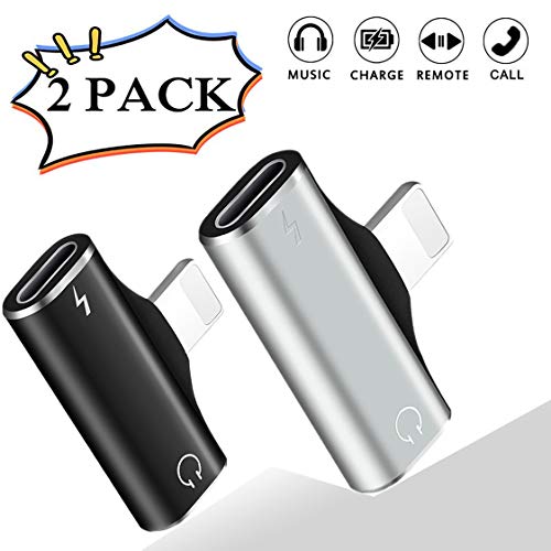 Headphone Adapter for iPhone X Adapter 2 in 1 Earphone Jack Aux Audio Dongle Splitter Cable for iPhone 11/11 pro/X/XR/Xs/7/7 Plus/8/8 Plus Accessory Headset Audio+Charger +Call + Sync 【2Pack】 IOS13