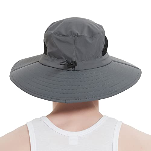 Sireck Sun Hat for Men Women, UPF 50+ Fishing Hat, Outdoor Sun Protection Bucket Hats, Water Resistant Wide Brim Safari Hat Quick Dry Summer Boonie Hat for Hiking Hunting Gardening Beach (Dark Gray)