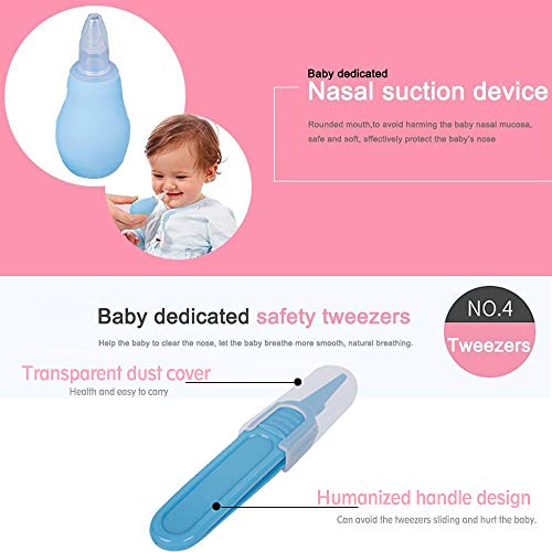 Alpacasso 20 Piece Baby Grooming Kit Infant Nursery Set Newborn Healthcare Kits Child Care Baby Nail Clipper File Scissor Tweezer Thermometer Brush Comb Cleaning Sets(Blue) (Red) - Thumbnail 5