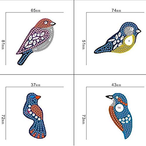 5D DIY Diamond Painting Keychain, 5 pcs Bird Shape, Mosaic Making Full Drill Special Shape Diamond Painting Kit for Bags, Smartphone Straps, 5 Pack
