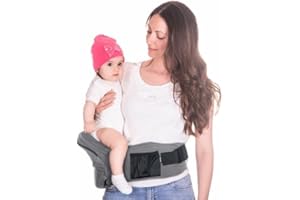 CozyOne - CPC-Certified Hip Seat Baby Carrier - New Ergonomic Bench Design, Adjustable Waistband & Various Pockets for Newborns & Toddlers up to 44lbs, All Seasons Carrier(Grey)