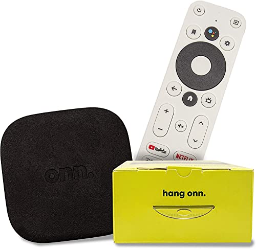 ONN Android TV 4K UHD Streaming Device with Voice Remote Control Google Assistant & High Speed HDMI Cable (100026240) Black