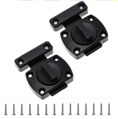 2 Pcs Rotate Bolt Latch Door Latch Stainless Steel Anti Theft Protection Rotate Bolt Door Lock for Various Bathroom Cupboard Doors b (Black)