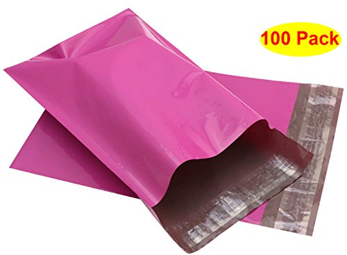 HOSL Pink 9.75" x 13.75"+1.5" Heavy Duty 100% Virgin polyethylene Mailers Shipping Envelopes Bags Pack of 100
