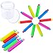 Ruisita 20 Pieces Plastic Chalk Holder Adjustable Colored Chalk Clip with Round Case and 2 Pack Chalkboard Erasers Blackboard Eraser for Home, Office and School, No Chalk