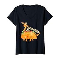 Womens Tacosaurus Art | Cool Dino Taco Cinco De Mayo Funny Gift V-Neck T-Shirt