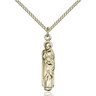 Bonyak Jewelry Gold Filled St. Joseph Pendant 1 x 1/8 inches with Gold Filled Lite Curb Chain