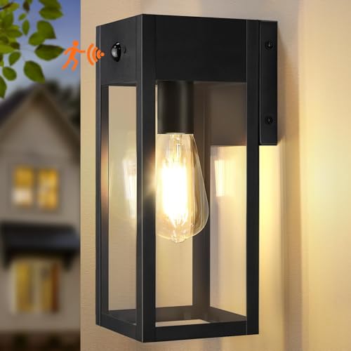 OYKYOHEI Outdoor Wall Lights, Security Lights Outdoor with Motion Sensor, Dusk to Dawn Outdoor Lights Mains Powered, Waterproof Anti-Rust Wall Lights for Garden, Entryway, Doorway, Garage