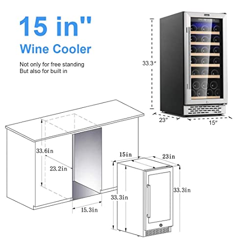 COLZER 15 Inch Wine Cooler Refrigerators, 30 Bottle Fast Cooling Low