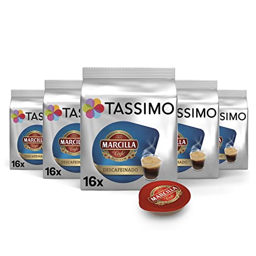 Cápsulas Marcilla Café Descafeinado | 80 Cápsulas Compatibles con Cafetera Tassimo - 5PACK - Amazon Exclusive