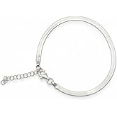 Allezo 925 Sterling Silver Herringbone Snake Chain Bracelet, 3mm Width, Adjustable 7 to 8 Inches, Polished Finish, Unisex Modern Style
