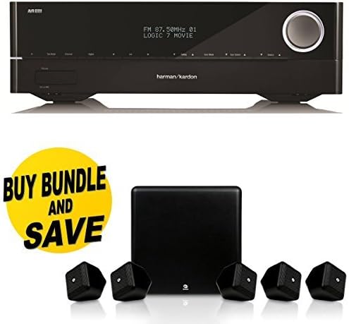 Harman Kardon AVR1610S 5.1 AV Receiver with Bluetooth and Spotify + Boston Acoustics -SoundWareXS5.1B 5.1 Surrond Speaker System (Black) Bundle