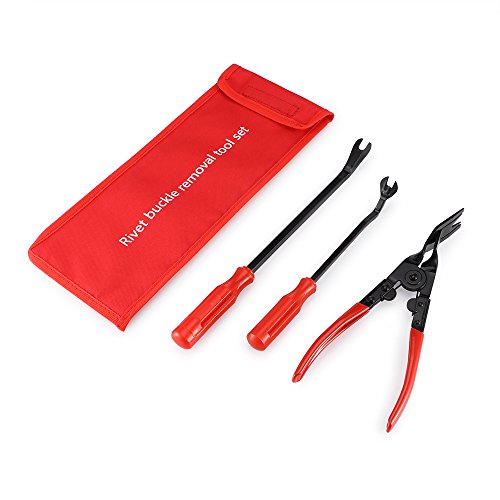 ALLOMN 3pcs Clip Plier Set Fastener Remover Auto Body Repair Tools with Storage Bag for Car Door Panel Dashboard