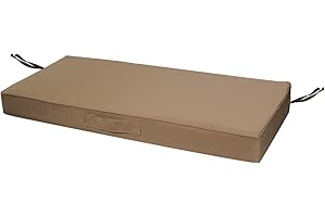 Faible Poisson Outdoor Bench Cushion, 60 x 18 Inch Waterproof Porch Swing Cushions Garden Patio Furniture Cushions with Handle and Anti-Slip Straps for Indoor Backyard Seat Pads, Coffee