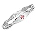 LinnaLove Fashion Shiny medical alert bracelet with Free Engraving Stainless steel Medical id bracelet for Women (Steel-7.5 in)