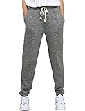 T-INSIDE Women's Sweatpants with Pockets - Yoga Leisure Gray & Black Cotton Joggers Loose Active Pants for Sports