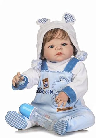 Oumeinuo 22" Full Body Silicone Reborn Baby Dolls Lifelike Anatomically Fresh Mama Correct Baby Boy Newborn Doll