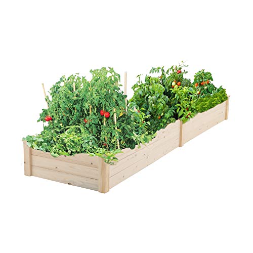 Pataku Patio Wooden Raised Garden Bed Kit for Backyard,Patio Planting Bed 96 inches x24 inches x10 inches