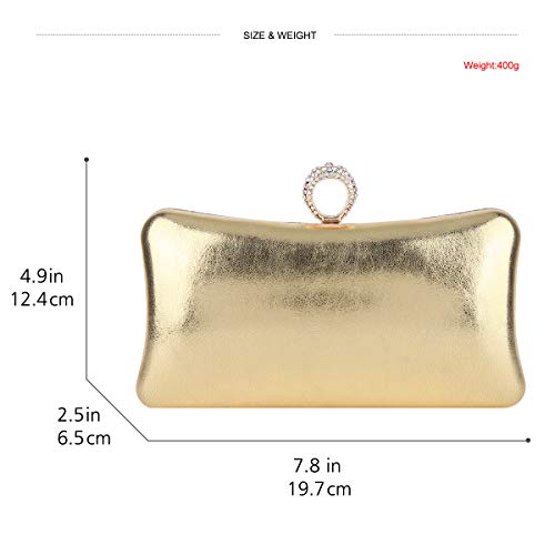 Fawzia Woman Evening Clutch With Rings Knuckle Purses And Handbag-Gold