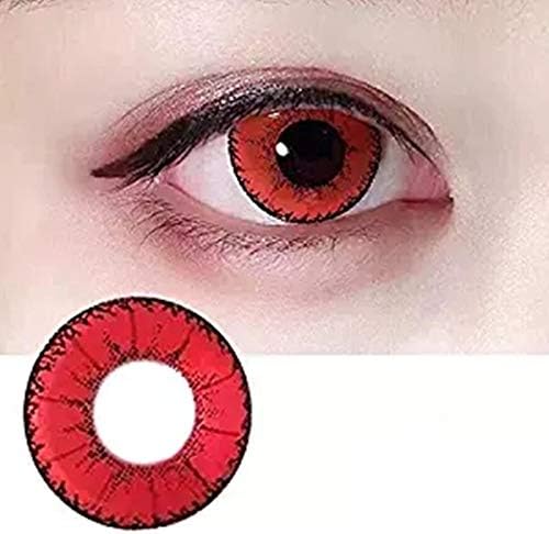 lijuan sd Women Multi-Color Contact Lenses Cosplay Eyes Cute Colored Charm and Attractive Cosmetic Makeup Eye Shadow (Red)