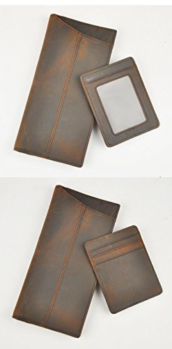 Le'aokuu Mens Genuine Leather Bifold Wallet Organizer Checkbook Card Case (Brown 3)