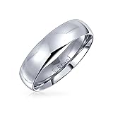 Classic Wedding Band Ring Comfort Fit Stainless Steel Polished Finish 5mm