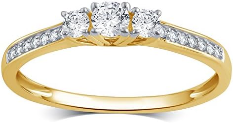 0.25 Cttw Diamond Three Stone Ring in 10K Yellow Gold