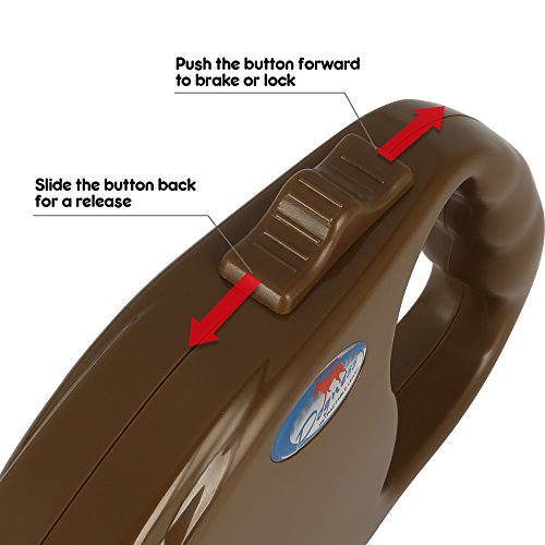 DOGNESS Retractable Dog Leash, the Modern Series, One Button Locking System, Suitable For Kids, No Tangle Waterproof Ribbon Tape, for Small Medium Large Dogs, Brown 16 ft - Thumbnail 4