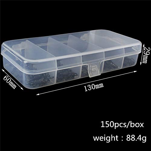 Faironly 150 Stück/Box Angelwirbel Verschiedene Größen Angeln Snap Edelstahl Stecker mit tragbarer Reisebox – Bild 3