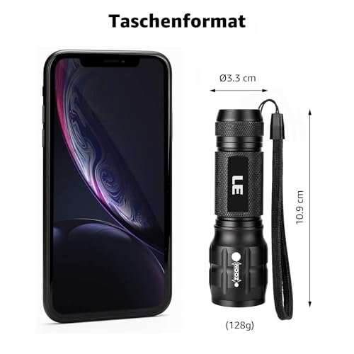 LE LED Torch Small, LE1000 Extremely Bright Zoom-able Mini Torches Battery Operated for Children, Portable, Waterproof Torch, Torch for Camping, Outdoor, Hiking, Emergencies
