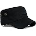 Rayna Fashion Men Women Vintage Distressed Washed Cotton Twill Cadet Army Cap Adjustable Military Hat Flat Top Baseball Cap Black