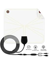 TV Antenna, 50 mile Range Indoor Amplified HDTV Antenna, Detachable Amplifier Signal Booster, USB Power Supply and 13.5ft Coaxial Cable (Transparent)