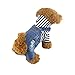 DOGGYZSTYLE Small Dog Hoodie Clothes Cute Stripe Shirts Denim Jumpsuit One-Piece Outfit for Small Medium Dogs Cats Boy Girl Chihuahua Blue Jeans Overalls Puppy Costume (Blue,S)
