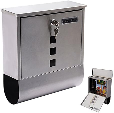 Wall Mount Mail Box Steel w/ Retrieval Door &amp; 2 Keys &amp; Newspaper Roll New