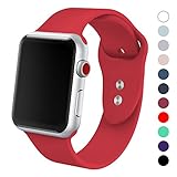 Yimzen Soft Silicone Sport iWatch Band Strap for Apple Watch Series 3 2 1 Sport & Edition 42mm M/L Red