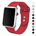 Yimzen Soft Silicone Sport iWatch Band Strap for Apple Watch Series 3 2 1 Sport & Edition 42mm M/L Red