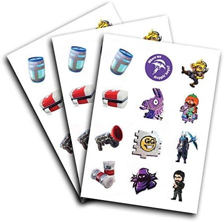 3 Sheets of Fortnite Characters Kids Temporary Tattoos | Birthday Party Supplies Favors | Easy to Use | Safe | Durable | Tattoos for Children | Multiple Designs | Non-toxic (Version 3)