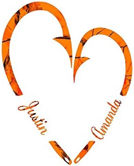 Fish Hook Heart for couples / Orange Camo