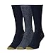 Gold Toe Women's Non-Binding Flat Knit Crew Socks, 3 Pairs, New Navy/Denim/New Navy, Shoe Size: 6-9