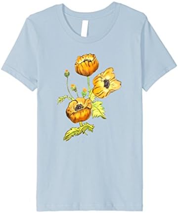 unisex-child Hand Painted Watercolor Flowers-Blooming Poppies T-shirt 4 Baby Blue