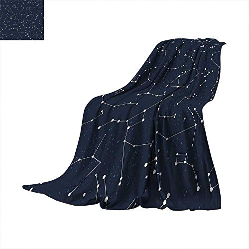 Constellation Super Soft Thicken Blanket Milky Way Inspired Pattern with Cluster of Fixed Stars in Night Sky Oversized Travel Throw Cover Blanket 50 x 30 inch Blue Dark Blue White