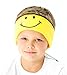 CozyPhones Kids Headphones Volume Limited with Thin Speakers Soft Fleece Headband - Perfect Children's Earphones for Home and Travel - Yellow Smile